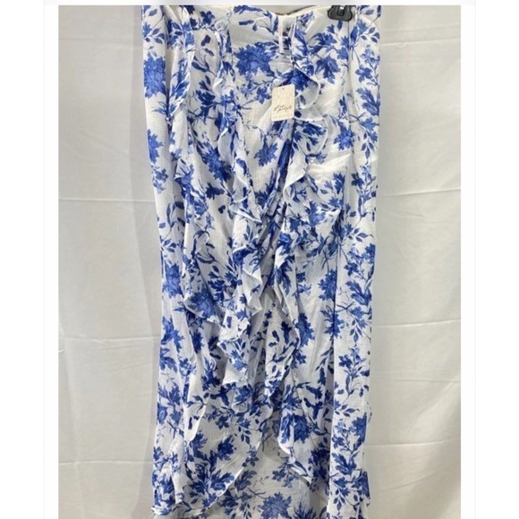 Free People Flounce Around Maxi Skirt in Blue Floral Combo Sz 8 NWT $128R - Picture 7 of 7